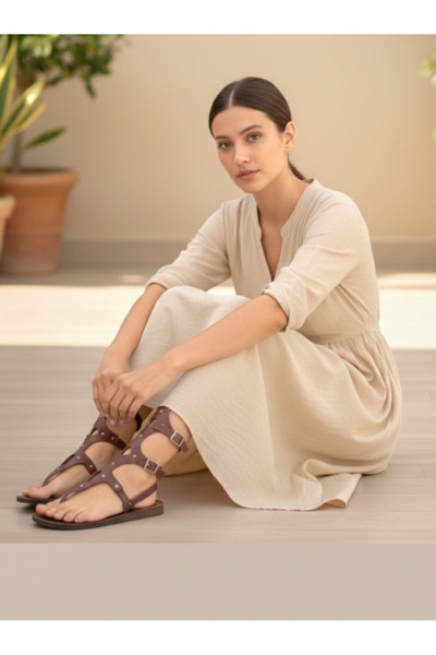 Bostini Flip-Flop Natural Genuine Leather Sandals