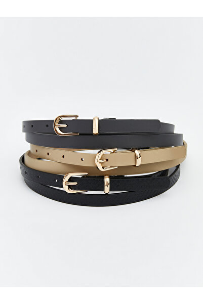 LC Waikiki Women's Faux Leather Belt Set of 3
