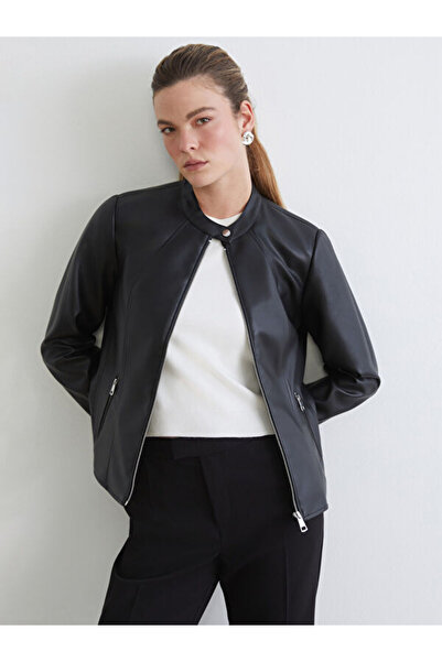 LC Waikiki Sparkling Choices from Shining Store Zero Roba Collar Women's Leat...