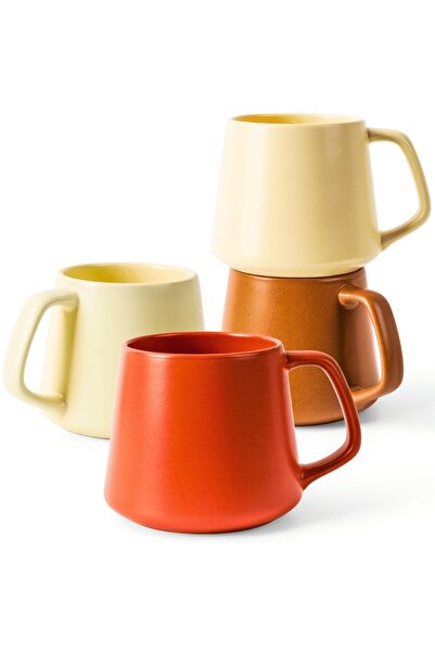 MIAMIO Set of 4 Coffee Mugs, Luxe Collection, Ceramic, Beige, 420 ml