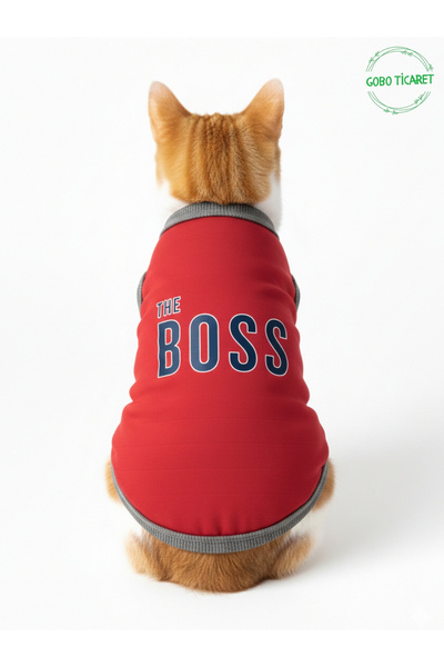 Gobo The Boss (Patron) Desenli Kedi ve Köpek Kıyafeti–Sevimli Evcil Hayvan Tişörtü Elbisesi,Farklı Renk