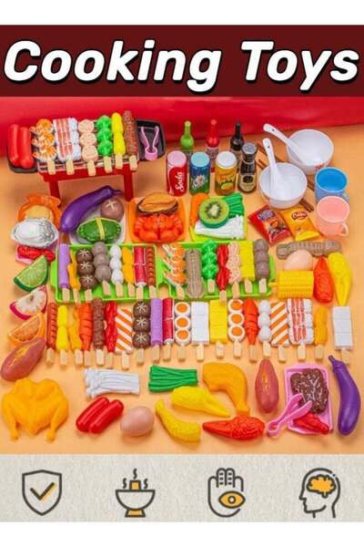 Generic Kids Barbecue Simulation Food Cooking Model Toys, 109PCS, Kitchen Pla...