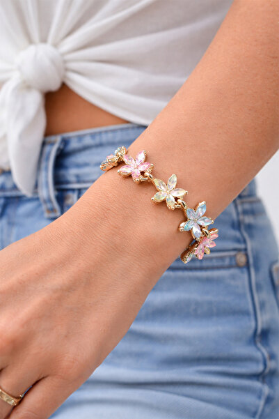 Modex Gold Yellow Shuttle Stone Adjustable Design Clover Bracelet (15cm)