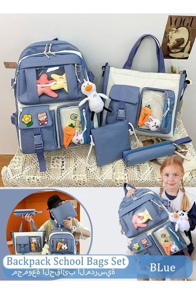 Generic 4Pcs Backpack School Bags Set Lightweight Large Capacity Backpacks Me...