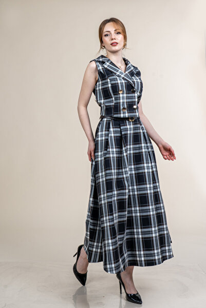 MissVina Trendy Short Vest and Belted Skirt Set