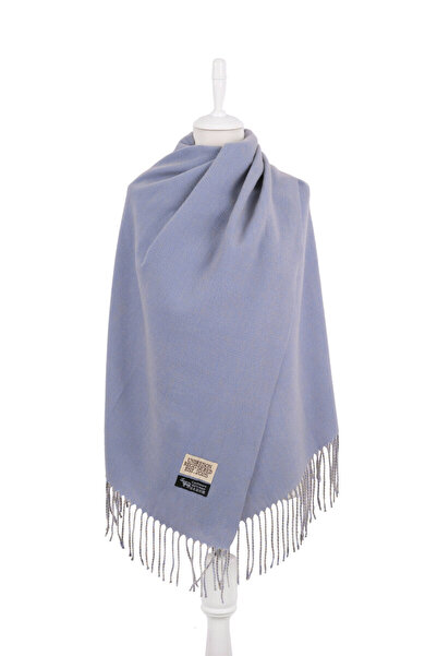 Bursa İpek Ледено синьо-жълт двустранен зимен шал