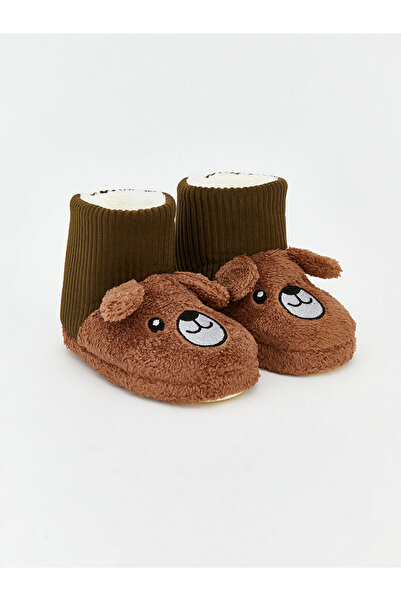 LC Waikiki Nevavm Farkıyla Plush Baby Boy Slippers with Animal Figures