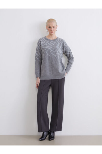LC Waikiki Nevavm with a Difference Lcw Grace Anthracite Wide Leg Women's Tro...