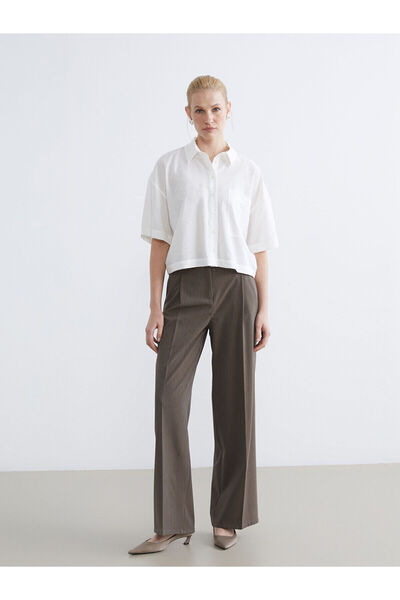 LC Waikiki Peak New Season High Waist Wide Leg Women's Pleated Trousers