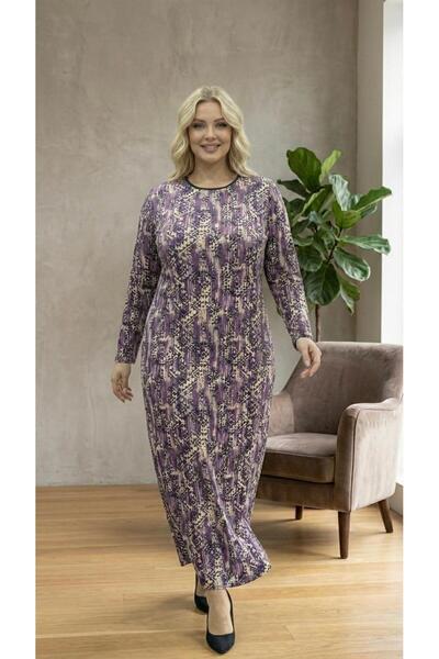 THEBEK Yumoş Velvety Suede Patterned Oversized Dress