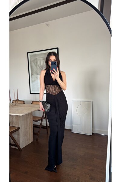 sinemkivanc co DANTEL DETAYLI DALGIÇ KUMAŞ ELBİSE