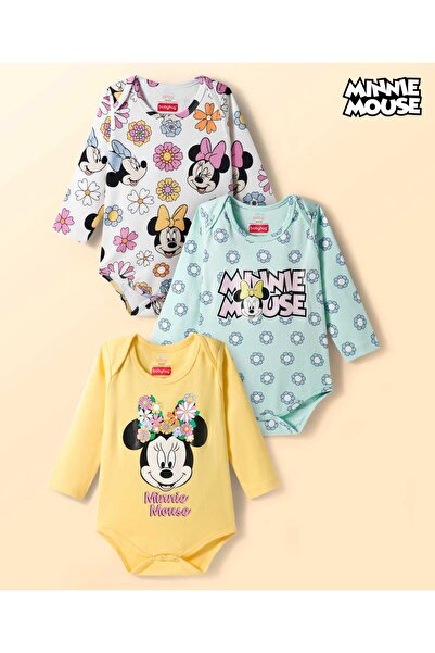 Babyhug Disney ملابس نوم محبوكة بأكمام طويلة مزينة برسومات ميني ماوس، عبوة من...