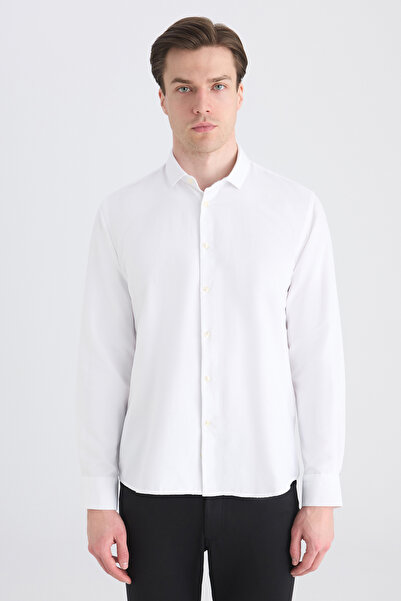 Twn Slim Fit White Dobby Shirt