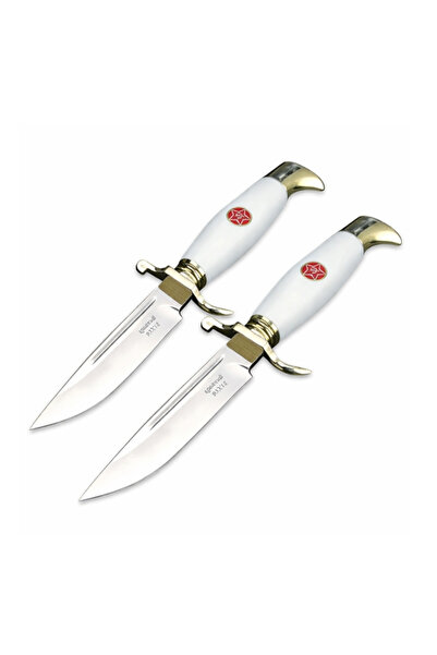 Depox Sada dvoch poľovníckych nožov, puzdro z pravej kože, čepeľ 440C, rukovä...