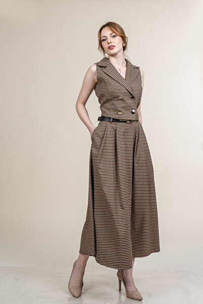 MissVina Trendy Short Vest and Belted Skirt Set