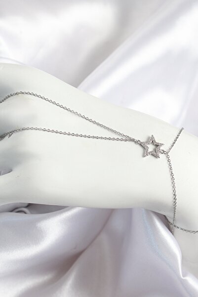 Hkursat Brass Zircon Stone Star Model Silver Color Women's Shahmeran