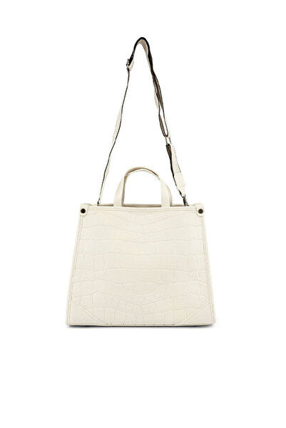london Rag Women Croco Faux Leather Hand Bag in Cream