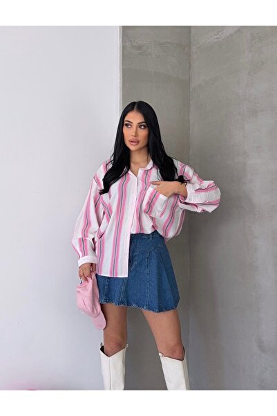 Jbr MODERN ÇİZGİLİ OVERSİZE GÖMLEK