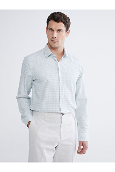 LC Waikiki Ανδρικό πουκάμισο κανονικής εφαρμογής με πράσινο καρό σχέδιο από τ...