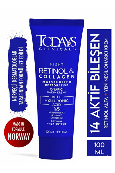 NEW Todays Retinol & Collagen Hyaluronik Asid 14 Aktif İçerikli Kolajen Yüz K...