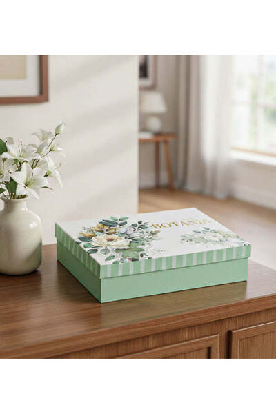 Trendmiya Set of 6 Botania Green Colored Floral Coffee Cups with Gold Detail
