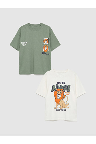 LC Waikiki عبوة من قطعتين من تيشيرتات الأولاد بطبعة أسد