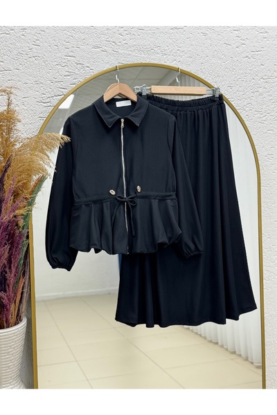 BENAHOLL Asmin Beli Tunnel Bottom Balloon Skirt Set-As098 Black