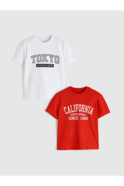 LC Waikiki Tricou băieți cu guler rotund, imprimat, pachet de 2