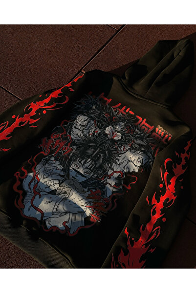 SHINOBIX Jujutsu Kaisen Anime Choso Slicing Exorcism Printed Oversize Hooded ...