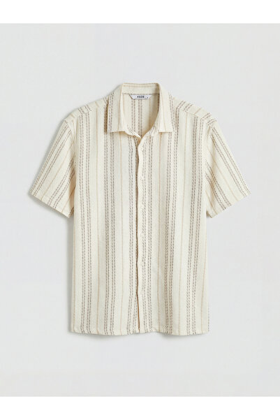 LC Waikiki Ανδρικό πουκάμισο GiyÇık Store den Black Loose Fit Resort με ριγέ ...