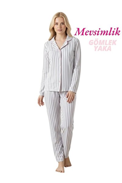 GUAVA+ Women's Slim Fit Shirt Collar Front Buttoned Slim Fit Seasonal Long Sl...