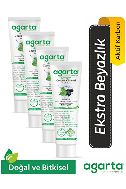 Agarta 4 Adet Doğal Florürsüz Aktif Karbon Diş Macunu 100 Ml