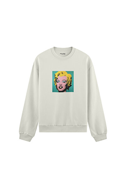 The Lucid Lab Andy Warhol / Marilyn Monroe Blue Oversize Sweatshirt - White