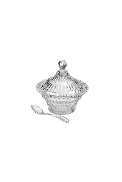 China Acrylic Crystal Sugar Jar with Lid and Spoon - Elegant Royal Design