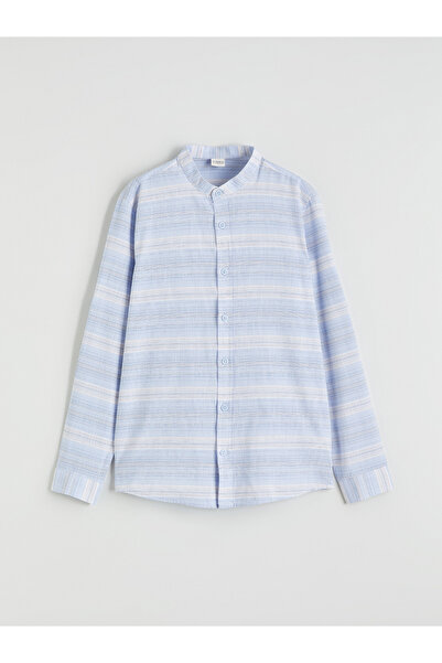 LC Waikiki Striped Mandarin Collar Shirt for Boys