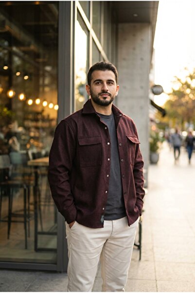 bombe Men's Seasonal Sporty Cut Coat with Snap Buttons Casual Scuba Jacket Shirt