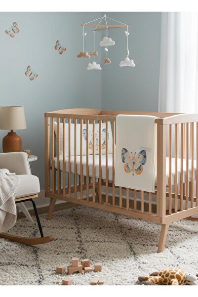 kitikate Organic Butter Fly Muslin Blanket Ecru