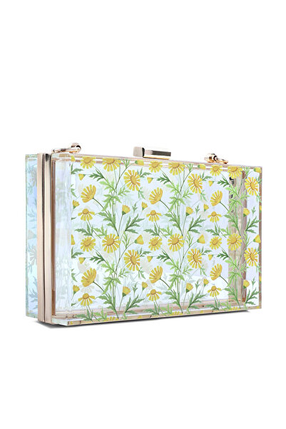 london Rag Women Transparent Floral Print Clear Clutch Bag