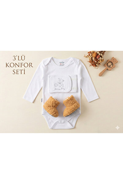 cskticaret طقم هدايا لحديثي الولادة مكون من 3 قطع: بدلة + حذاء بدون كعب + حزا...