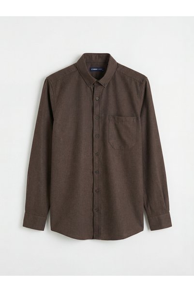 LC Waikiki Brown Regular Fit Gabardine Men's Shirt from Giyçık Store