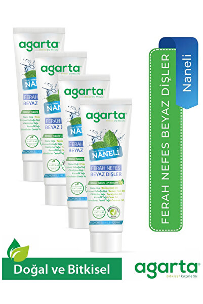 Agarta 4 Adet Doğal Florürsüz Yoğun Naneli Diş Macunu 100 ml