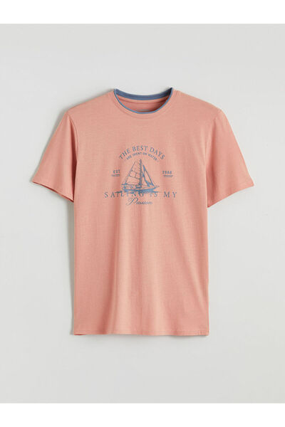 LC Waikiki Pink Crew Neck Printed Men's T-Shirt from Güli̇s Gi̇yi̇m