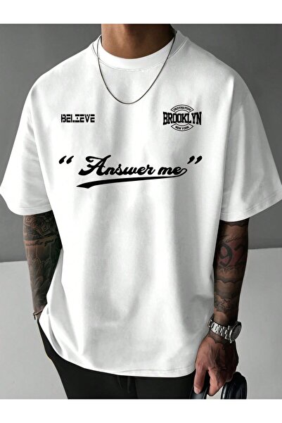 EFFRENATU تي شيرت مطبوع عليه نصًا للجنسين - رقبة دائرية، أكمام قصيرة، كاجوال