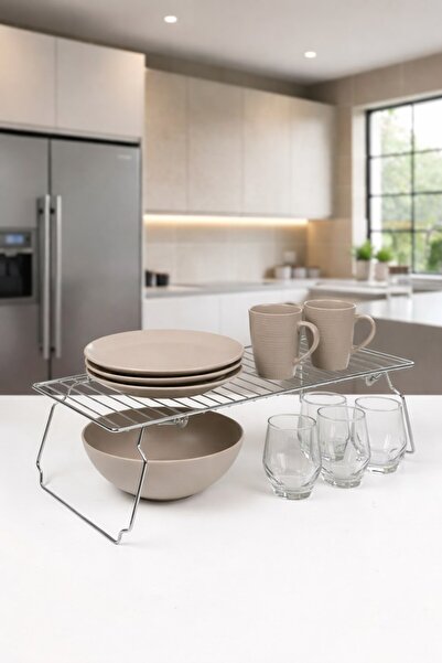 Sas Haus 47 cm Wide Metal Cabinet Organizer Shelf - Foldable Plate Organizer ...