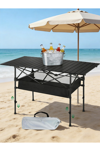 Yoawllty Foldable Camping Table with Adjustable Legs & Storage Pocket – Porta...