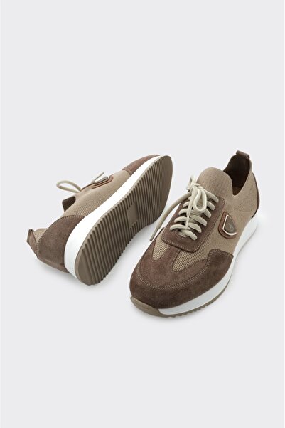 derinet Hakiki Deri & Tekstil Bağcıklı Erkek Sneaker