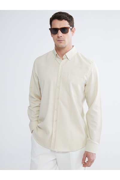 LC Waikiki Giyçık Store Den Beige Regular Fit Gabardine Men's Shirt