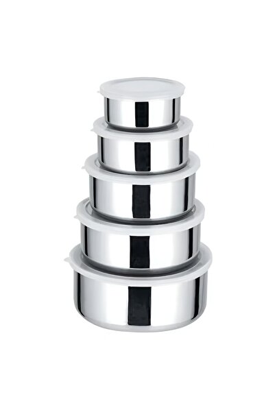 ZanaCasei Set of 5 Stainless Steel Food Storage Containers with Transparent A...