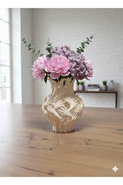 Pilovestik Modern Sanat El Figürlü Dekoratif Vazo & Biblo - Bej