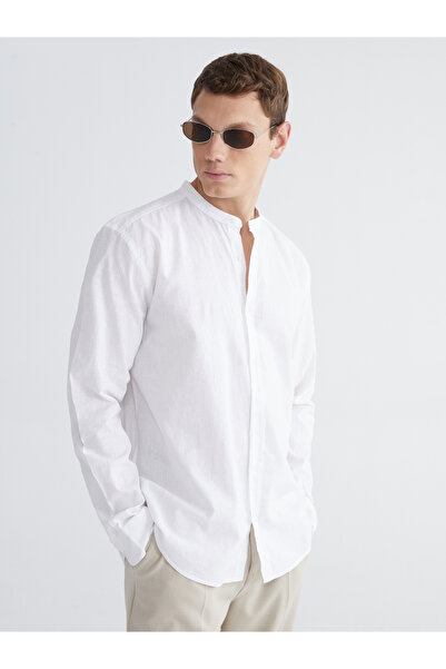 LC Waikiki قميص رجالي بقصة عادية مصنوع من مزيج الكتان